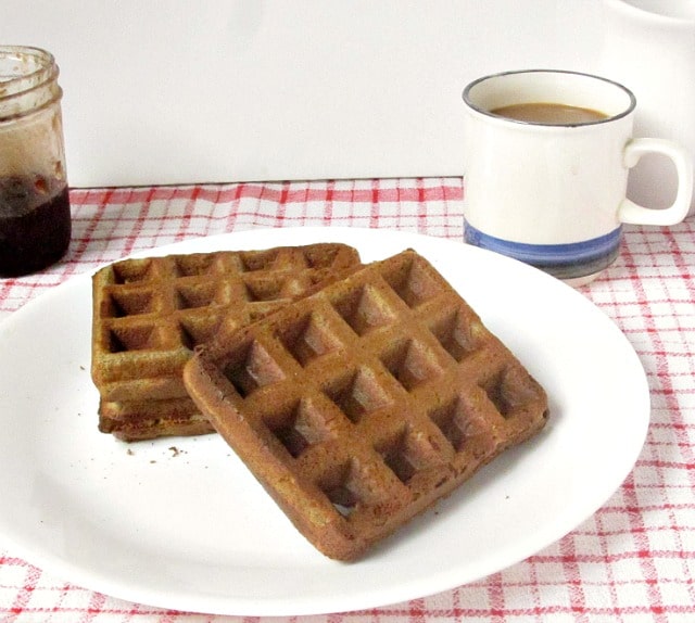 Orange cardamom waffles - gluten free, corn free, with a mild tang from buckwheat complementing the sweetness of orange juice. 