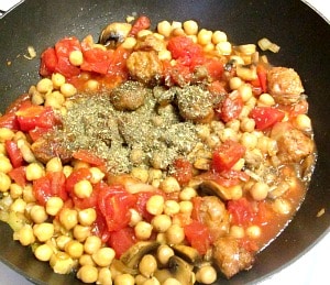 Mix Italian sausage and ceci - chickpeas - for a flavorful stew. 