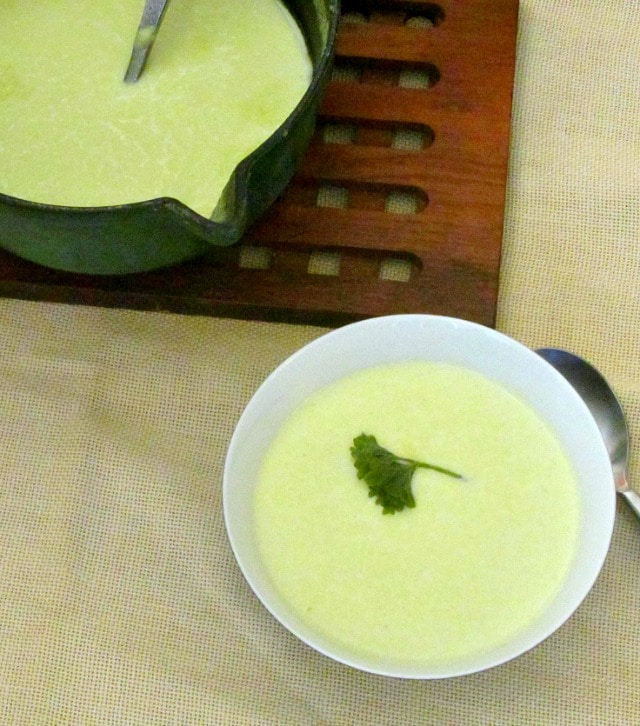 A frugal Cream of Asparagus Soup, made with the woody ends of the spears that are usually discarded. Delicate, elegant, and thrifty! 