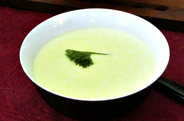 A frugal Cream of Asparagus Soup, made with the woody ends of the spears that are usually discarded. Delicate, elegant, and thrifty! 