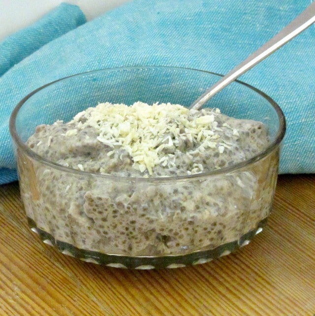 Tropical chia pudding - refreshing and light. Perfect for enjoying while sitting under a palm tree - or wishing you were!