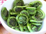 Fiddleheads - the edible and delicious unopened fronds of a wild fern. Harvested for a few short weeks in late Spring, they are sold in farmer's markets.