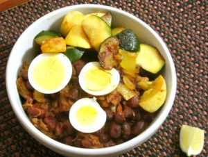Protein Flip - a term for moving meat and other animal protein from the center of our attention to the side, as in this recipe for Red Beans with Pork.