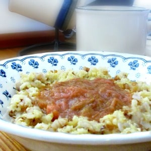 Rhubarb Fruit Sauce is a sour/sweet, brightly flavored condiment. Use with either sweet or savory foods, to add sparkle and interest. 