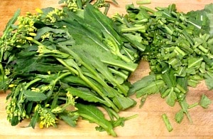 Broccoli rabe, and cooking greens - the basic method I use to wash and prepare a wide variety of leafy green vegetables. 