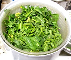 Broccoli rabe, and cooking greens - the basic method I use to wash and prepare a wide variety of leafy green vegetables. 