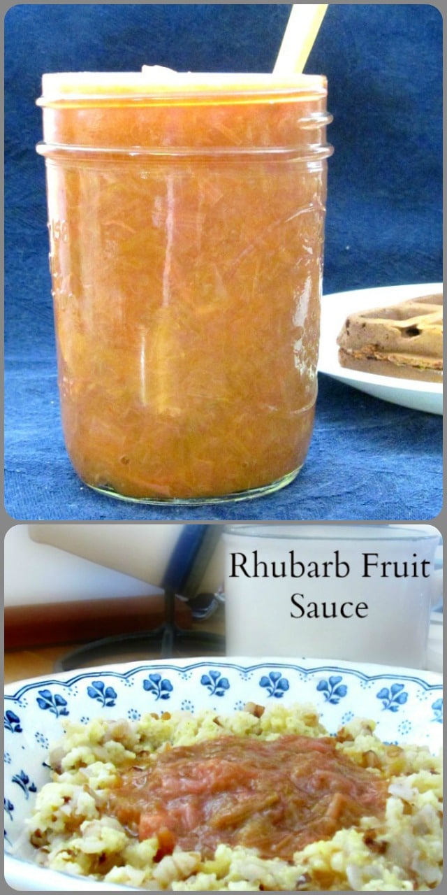 Rhubarb Fruit Sauce is a sour/sweet, brightly flavored condiment. Use with either sweet or savory foods, to add sparkle and interest. 