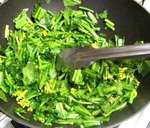 Broccoli rabe, and cooking greens - the basic method I use to wash and prepare a wide variety of leafy green vegetables. 