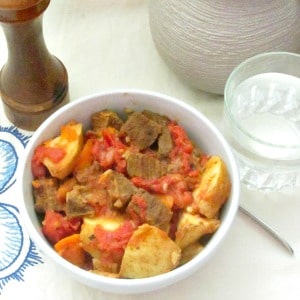 Fast and easy, a simple stripped down pressure cooker beef stew - using pre-browned beef cubes - is a wonderful weeknight dinner! 