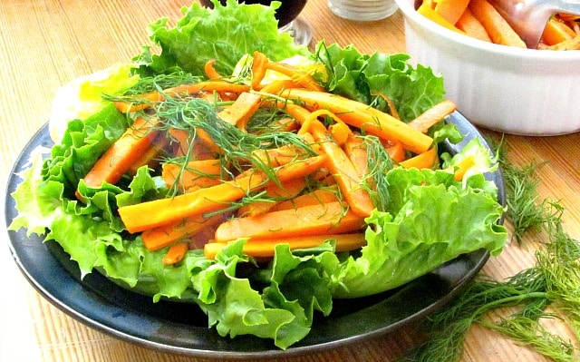 Lightly cooked, tender crisp carrots, marinated for flavor, perfect to add to salads, or alone as a side dish! 