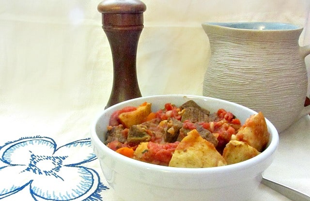 Fast and easy, a simple stripped down pressure cooker beef stew - using pre-browned beef cubes - is a wonderful weeknight dinner! 