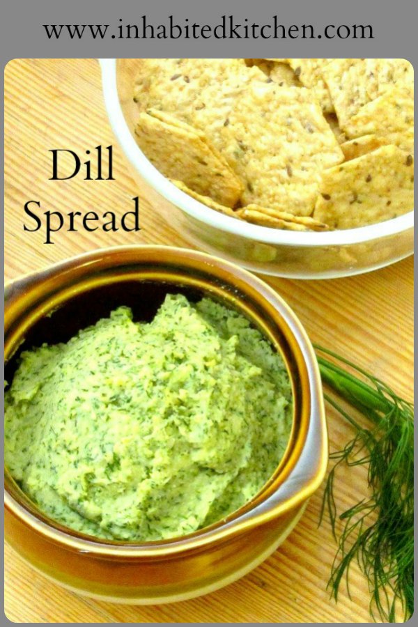 A dill bean spread - not really hummus, though used in many of the same ways - to serve on crackers alongside a salad or soup, or as an appetizer. #spread #hummus #dill