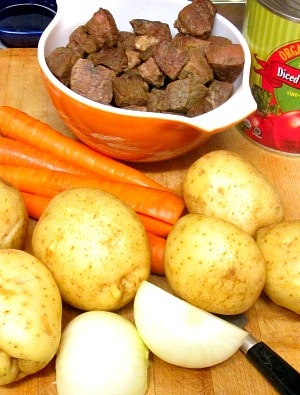 Fast and easy, a simple stripped down pressure cooker beef stew - using pre-browned beef cubes - is a wonderful weeknight dinner! 