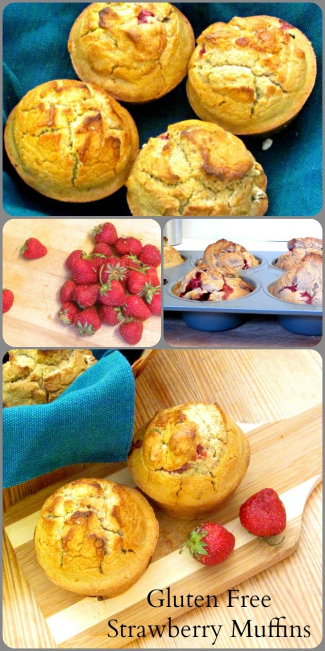 These Gluten Free Strawberry Muffins are also whole grain - no added starch or gums. Use the base recipe all summer with other fruit! 