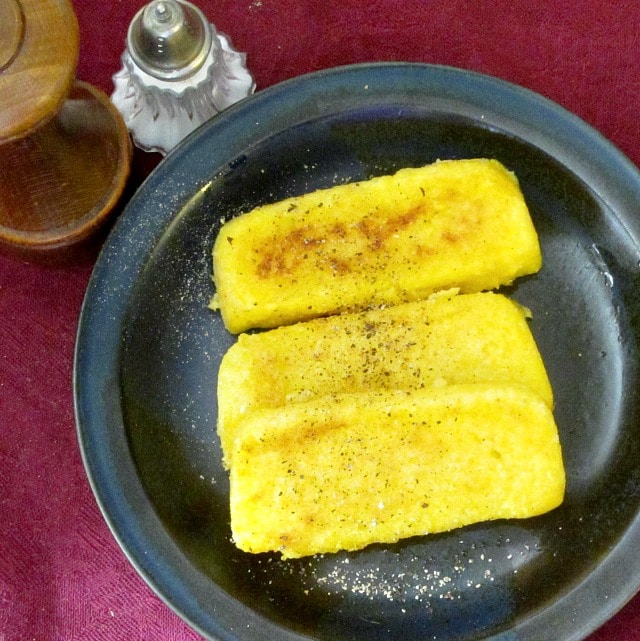 Polenta is easy to make at home. You can either eat it all at once, or cool, slice, and keep it to reheat later when you need a quick, easy meal. 