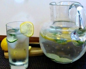 A cool pitcher of flavorful infused water, sugarfree, delicious, and refreshing! Drink with a meal or throughout the day. 