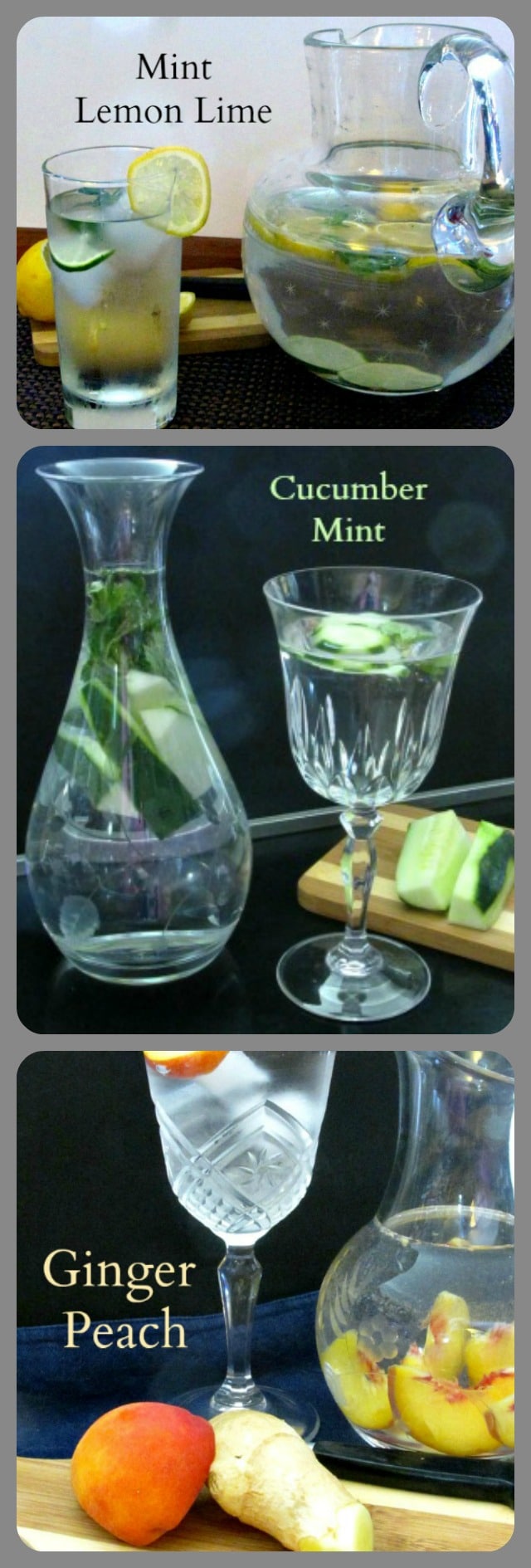 A cool pitcher of flavorful infused water, sugarfree, delicious, and refreshing! Drink with a meal or throughout the day. 