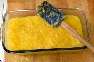 Polenta is easy to make at home. You can either eat it all at once, or cool, slice, and keep it to reheat later when you need a quick, easy meal. 