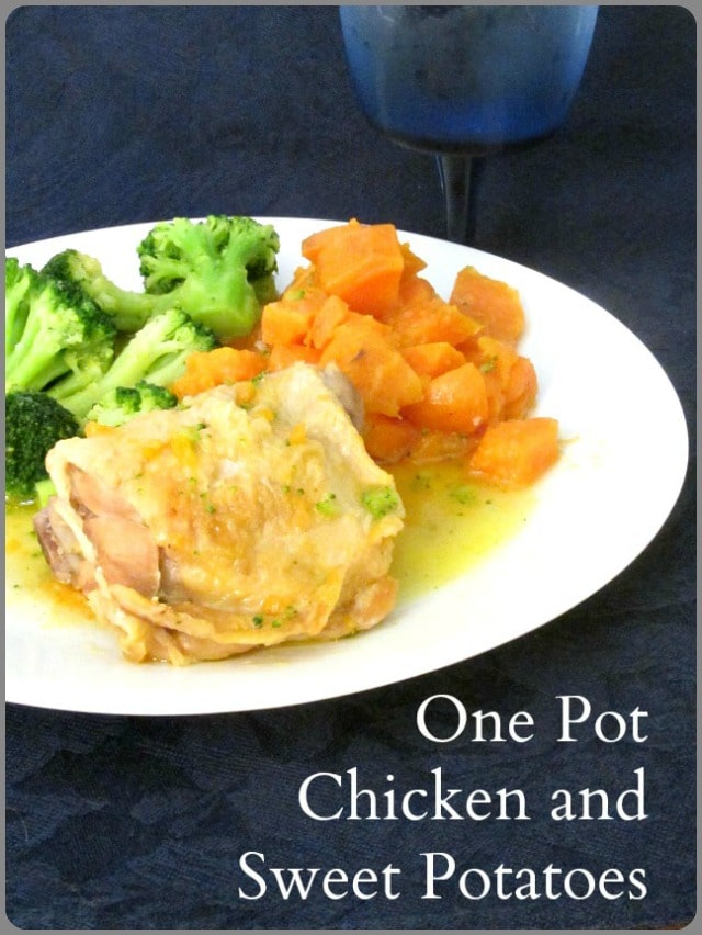 Make this fast one pot meal of chicken, sweet potatoes and vegetables! A delicious easy dinner! 