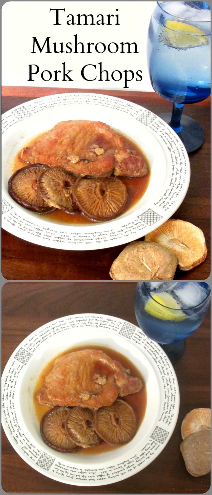 Fast and easy, Tamari Mushroom Pork Chops are browned, then braised in a quick but flavorful Japanese inspired, gluten free broth.