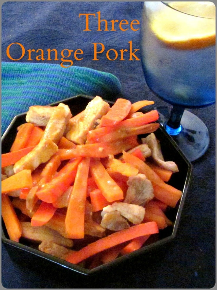 Three Orange Pork - two orange colored vegetables, and a little orange juice come together with tender pork loin in a fast and easy one pot dinner! 