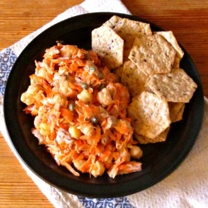 Why eat a plain tuna salad when you can have a Tuna Chickpea Salad with Carrots? Several textures, so much flavor, and a quick, terrific lunch! 