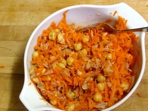 Why eat a plain tuna salad when you can have a Tuna Chickpea Salad with Carrots? Several textures, so much flavor, and a quick, terrific lunch! 