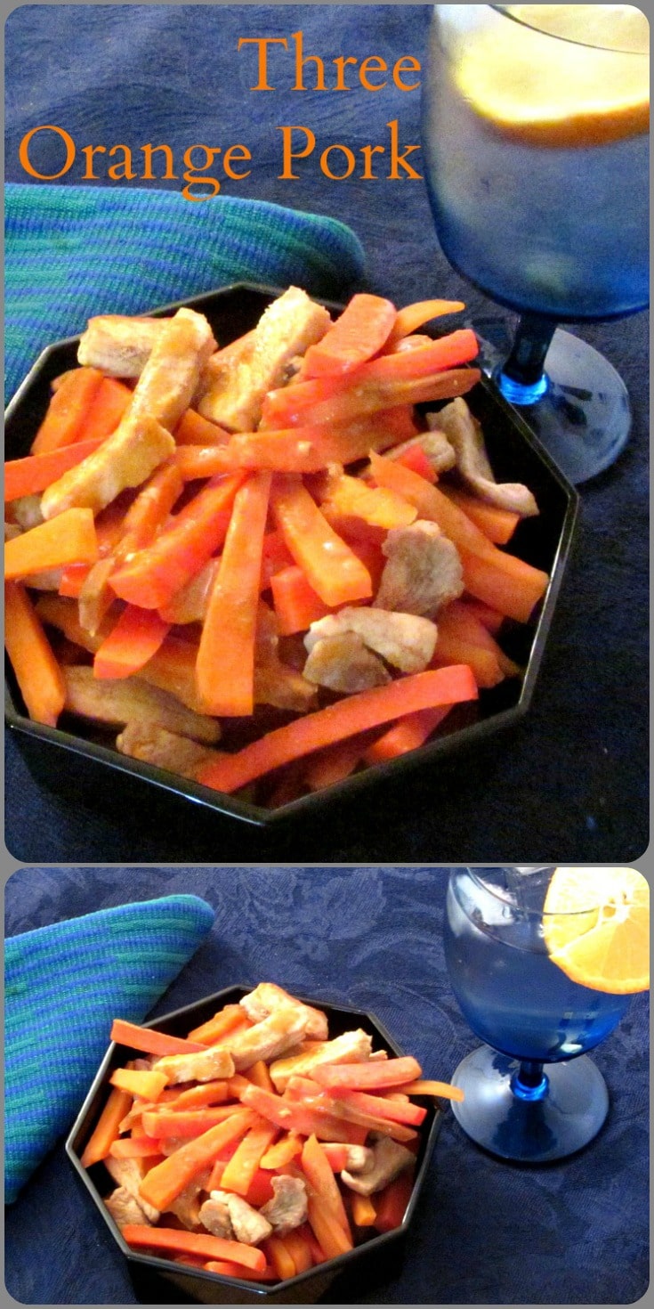 Three Orange Pork - two orange colored vegetables, and a little orange juice come together with tender pork loin in a fast and easy one pot dinner! 