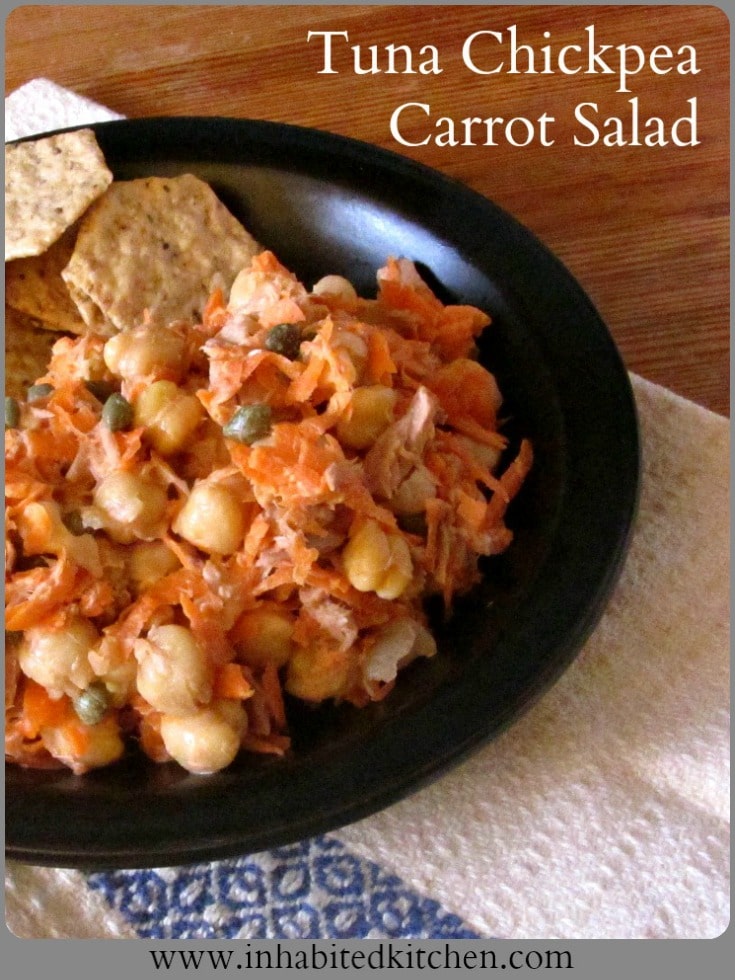 Why eat a plain tuna salad when you can have a Tuna Chickpea Salad with Carrots? Several textures, so much flavor, and a quick, terrific lunch!