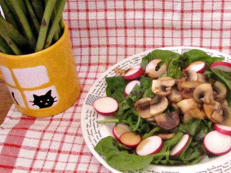 Use tender spinach and other spring greens in a Wilted Spinach Mushroom Salad and enjoy the contrasts of temperature, as well as texture and flavor! 