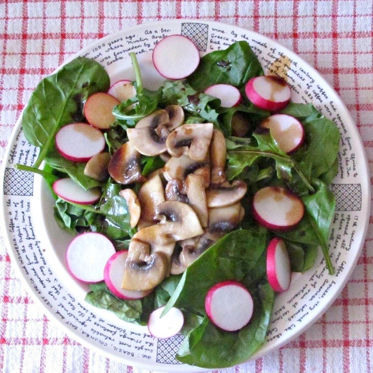 Use tender spinach and other spring greens in a Wilted Spinach Mushroom Salad and enjoy the contrasts of temperature, as well as texture and flavor! 