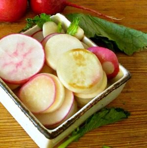 Who knew that cooked radishes taste good? Saute them together with delicate young turnips for a fast and easy, and delicious, vegetable side!