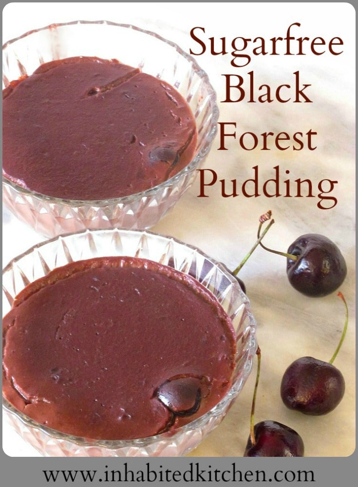 Rich, dark - and unsweetened - chocolate combines with sweet red cherries to make a wonderful Sugarfree Black Forest Pudding. 