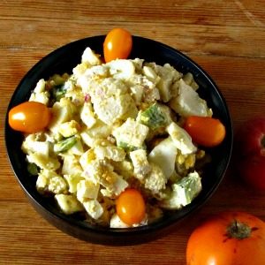 Potato Vegetable Salad? Vegetable Potato Salad? And I didn't even mention the eggs... Creamy potatoes and eggs, crunchy vegetables, and lots of flavor.