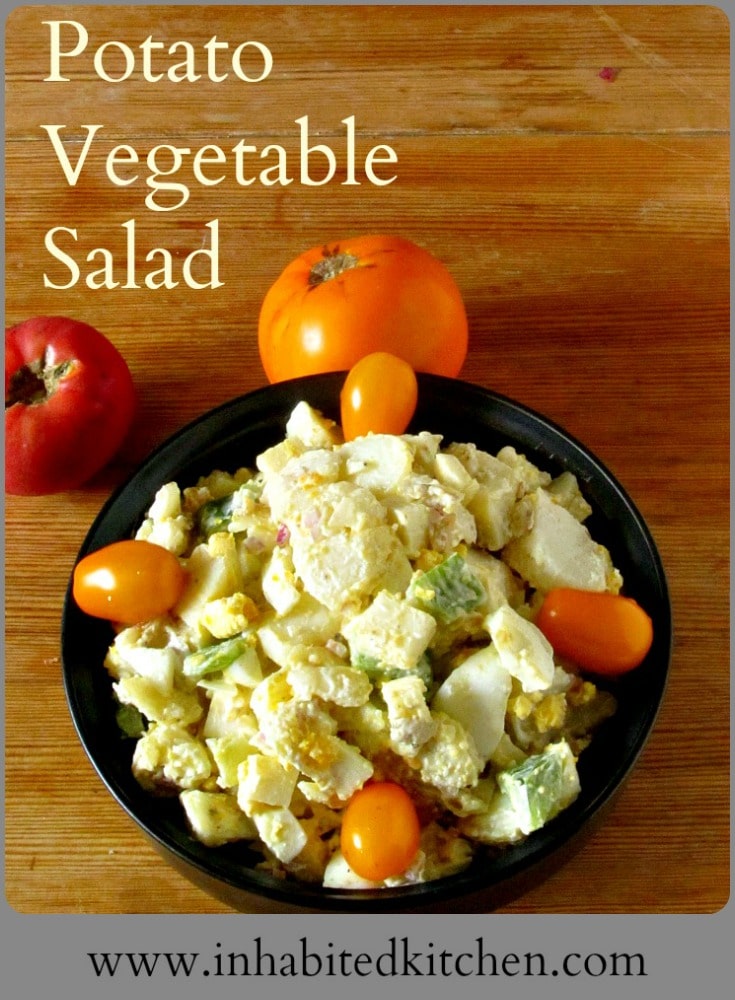 Potato Vegetable Salad? Vegetable Potato Salad? And I didn't even mention the eggs... Creamy potatoes and eggs, crunchy vegetables, and lots of flavor. 