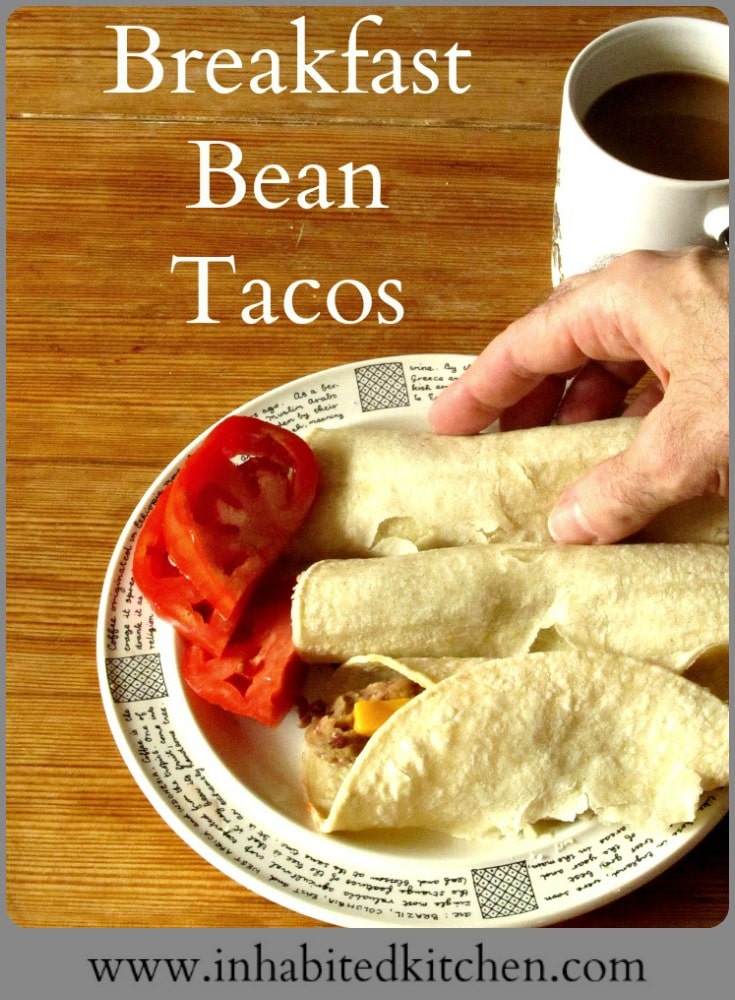 Corn tortillas, seasoned beans, and cheese all come together in Breakfast Bean Tacos, a quick and easy, gluten free breakfast!