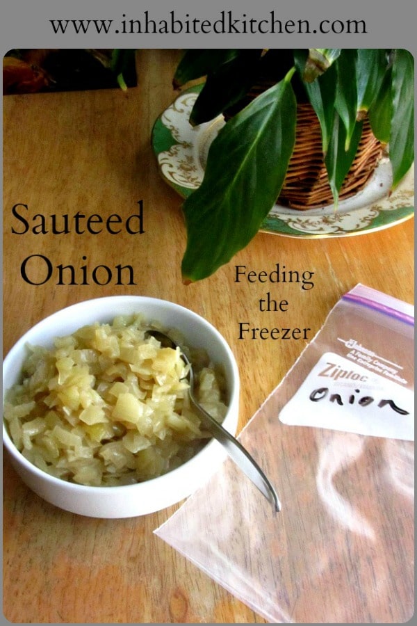 Settling in to a new house, I start to stock the pantry and freezer with conveninet food, such as sauteed onion.