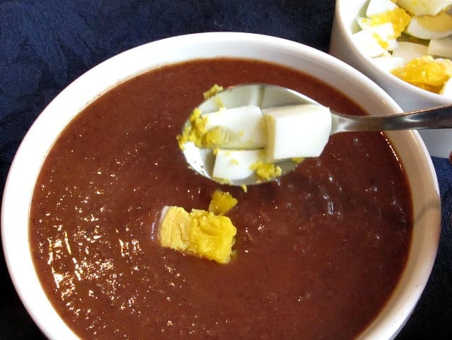 I make a spicy black bean soup with plenty of tomato! Great for lunch, or a cup of soup to start a meal, and it freezes and reheats beautifully. 