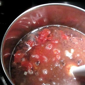 Use immersion blender to puree Spicy Black Bean Soup