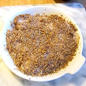 Tilapia baked with a crunchy pecan topping