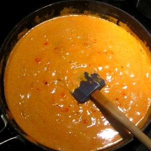 Chicken Paprikash sauce simmering. 