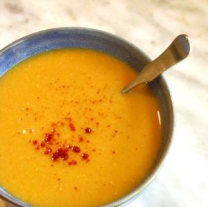 Bowl of Red Lentil Soup with Butternut Squash 