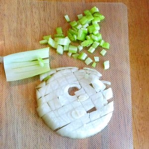 Chopped celery and onion
