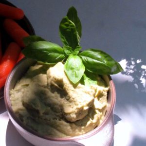 bowl of pesto hummus