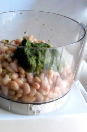 Cannellini and Pesto in food processor