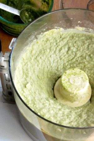 Pesto Hummus in food processor