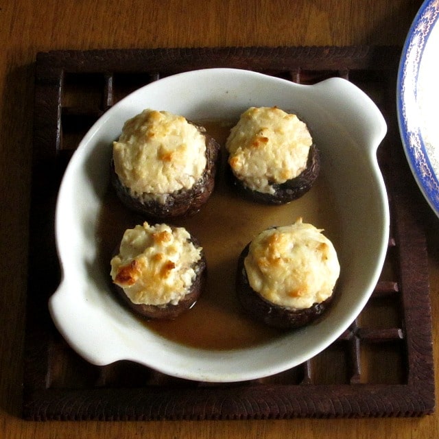 Cheese Stuffed Mushrooms in baking dish