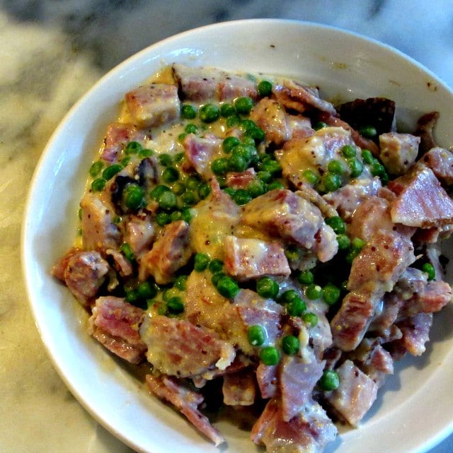 Ham in Mustard Sauce (with optional peas.)